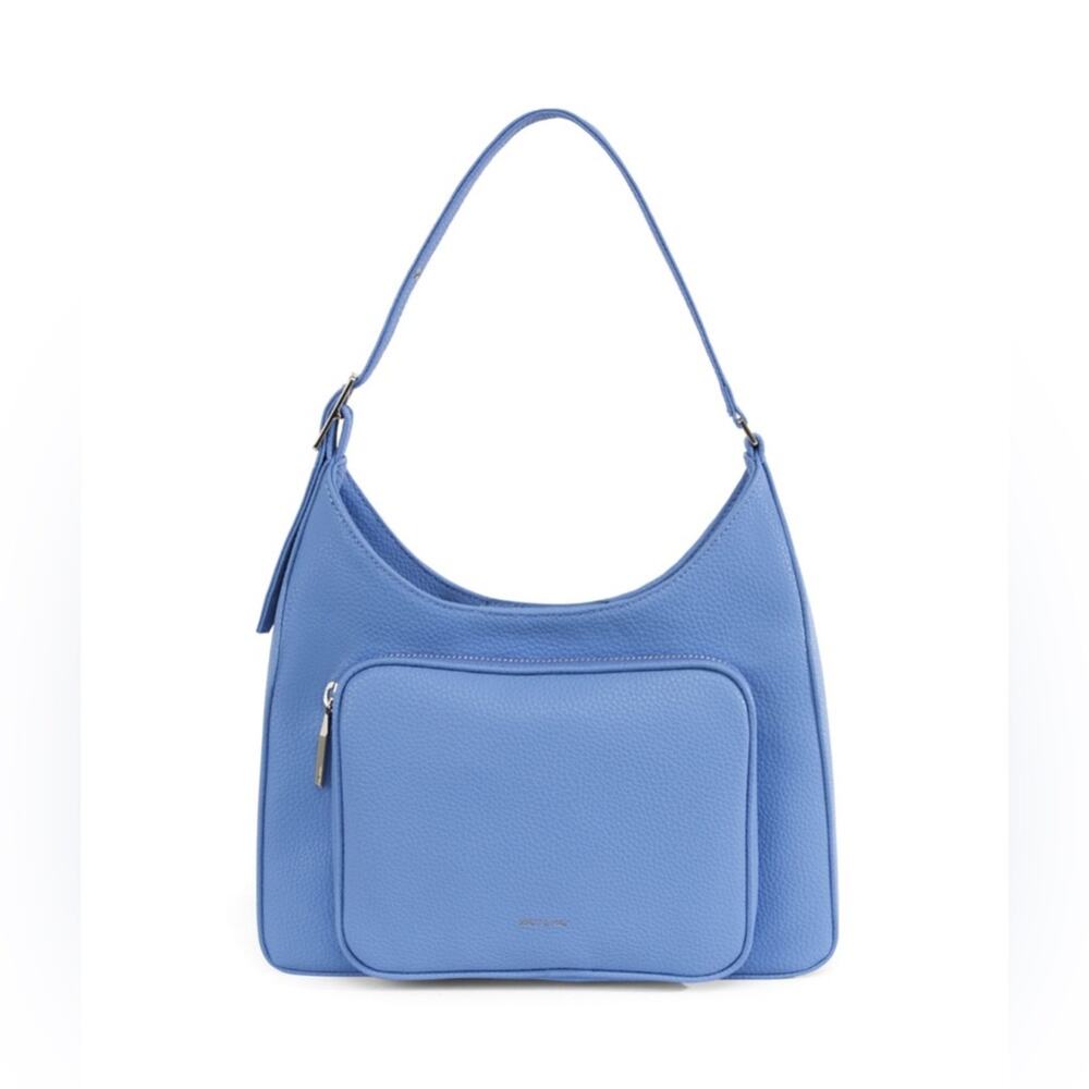 MAT & NAT Vegan PalmLG Shoulder Bag in Blue Hobo Purse Casual Recycled Summer